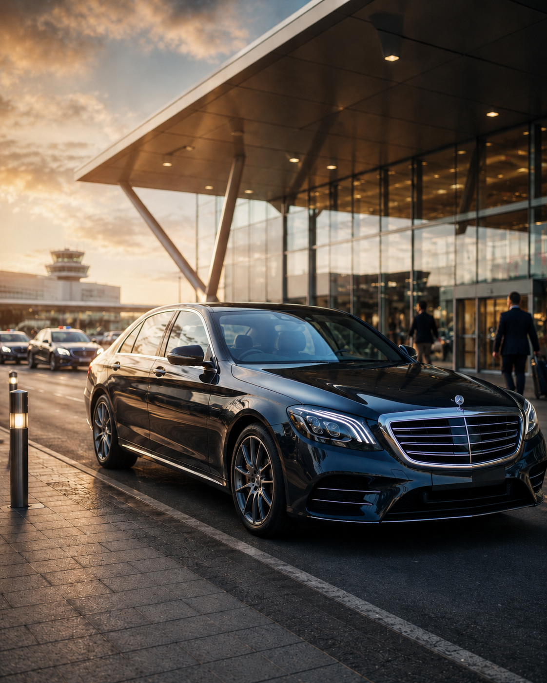 Executive Addlestone taxi at an airport terminal